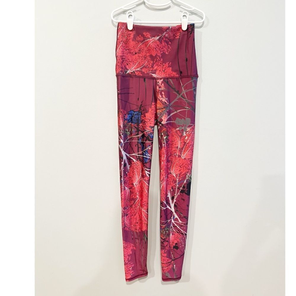 Emily Hsu Designs Pink & Red Floral Print High-Waist Leggings
